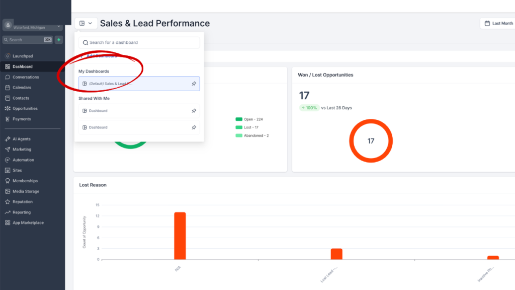 Setting up a new GHL Dashboard